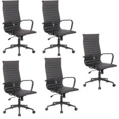 Imagem de Conjunto 5 Cadeiras de Escritório Presidente Sevilha com Base Office Aço Preto
