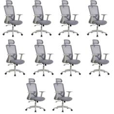 Imagem de Kit com 10 Cadeira para Escritório Office Dallas Cinza