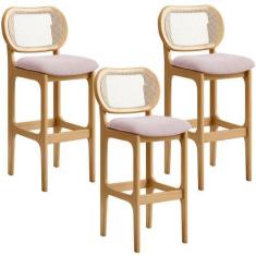 Imagem de Kit 03 Banquetas Altas Para Cozinha Bancada Sala Tela Betta Fixa L02 S