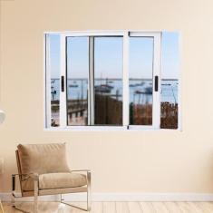 Imagem de Janela Vitrô de Alumínio 2 Folhas Móveis 120 x 120cm Linha 25 Branco