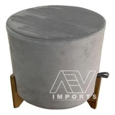 Imagem de Banqueta Puff Linho/Veludo - 47x37x37cm - 120Kg - Pés Madeira - Athlet