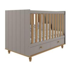 Imagem de Berço Retro Candy Permobili com gavetas Americano MDF, Fendi Nature