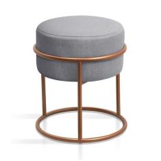 Imagem de banqueta reforçada para sala pés de ferro redonda argola na cor cobre 