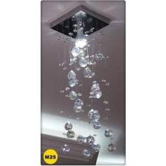 Imagem de Lustre de Cristal para Lavabo - Base de Inox Polido 14X14cm com 30cm de Altura