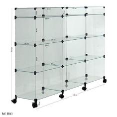 Imagem de Balcão de Atendimento Modulado em Vidro com Porta Bijuterias e Rodízios - 1,50 x 1,10 X 0,40