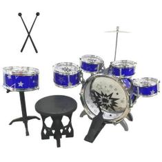 Imagem de Bateria Infantil Musical Completa 5 Tambores Bumbo 30cm Baqueta Banqui