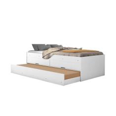 Imagem de Bicama Beliche Solteiro Bari Branco Gavetas E Cama Auxiliar - B&A Bent