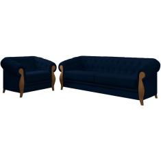 Imagem de Kit Sofa E Poltrona Decorativa Murano Veludo Sl 948 Moll Sl 948