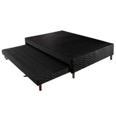 Imagem de Cama Box Base C/Auxiliar Universal Casal Sommier Rústico Bordado Black