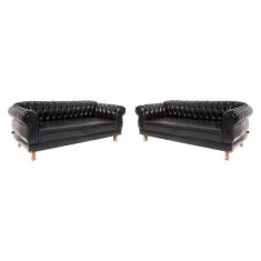 Imagem de 2 Sofás Chesterfield Capitone Elisabeth Corano Preto 1,80