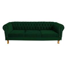 Imagem de Sofá Chesterfield Duque 3 lugares 2,30 - Suede Verde Musgo / sala de e