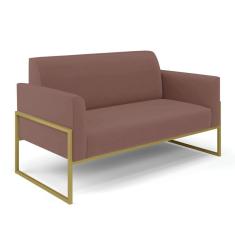 Imagem de Sofá Namoradeira Base Industrial Alta Dourado Marisa Veludo Rosê D03 - D`Rossi