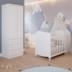 Imagem de Quarto de Bebê Completo Berço Americano Uli Guarda Roupa Smin 2 Portas 3 Gavetas 100% Mdf