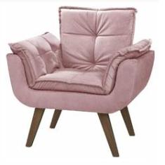 Imagem de Poltrona Cadeira Decorativa Giovana Suede Rosê Pés Palito p/ Recepção Sala De Estar Escritório Quarto - MM Decor