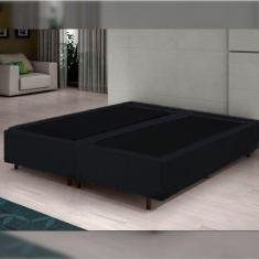 Imagem de Base Cama Box Queen Bipartido 1,58 x 1,98 x 0,28 Suede Amassado Lobbox - Preto