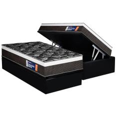 Imagem de Cama Box Baú Solteiro: Colchão Anatômico Plumatex D33 / Selectus + Base crc Suede Black(88x188)