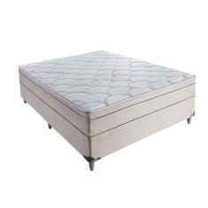 Imagem de Cama Box Casal Áquila Com Colchão Casal Molas Verticóil Bege