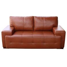 Imagem de Sofá 2 Lugares Sala de Estar Roma 180 cm Couro Conhaque - Gran Belo