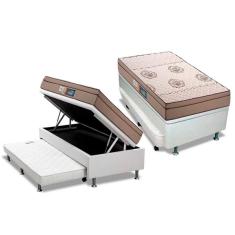 Imagem de Cama Box Baú c/Auxiliar Solteiro: Colchão Espuma Polar D45 Pérola + Base crc Courano White(88x188)