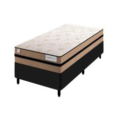 Imagem de Cama Box Solteiro Preta Colchão Smart Milano Plumatex Flat Pillow