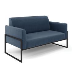 Imagem de Sofá Namoradeira Base Industrial Alta Preto Marisa Suede Azul Marinho D03 - D\'rossi