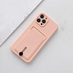 Imagem de Capa de telefone com slot para cartão de carteira Candy Color para iPhone 12 11 Pro Max Mini 8 7 Plus Xr X Xs Max SE 2020 Capa de Silicone, Rosa, Para iPhone 12