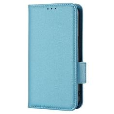 Imagem de Diaobaolee Capa compatível com Oppo Realme 8 5G, capa flip de couro com compartimento para cartão, design de carteira, trava magnética, suporte, capa de couro para Oppo Realme 8 5G azul claro