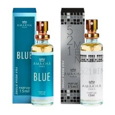 Imagem de Kit 2 Perfumes Masculinos Amakha Paris Blue e 521 Men 15ml