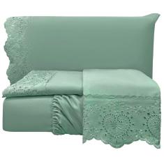 Imagem de Jogo Lençol Casal Passione Bordado Inglês 4 pç Verde