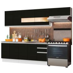 Imagem de Cozinha Completa com Armário Balcão Branco/Preto Madesa