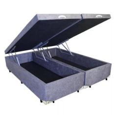 Imagem de Cama Box Baú Casal Suede Silver Cinza Bipartido Com Pistão A Gás - 138