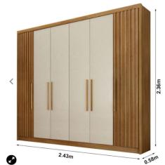Imagem de Guarda Roupa Casal 6 Portas 8 Gavetas Santoro Ripado Móveis Novo Horizonte - Cumaru Fendi Ripado