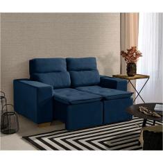 Imagem de Sofá 2 Lugares 150cm Com Molas, Retrátil E Reclinável Azul
