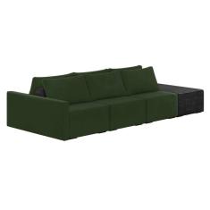 Imagem de Sofá Ilha 3 Lugares Living 372cm Modulado Sala Lary Veludo Verde/PU Pto K01 - D`Rossi