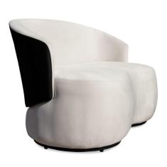 Imagem de Sofá Namoradeira 2 Lugares Decorativa Lara Veludo Bege/PU Preto - Montanaris Decor