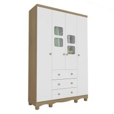Imagem de Guarda Roupa Infantil 4 Portas 3 Gavetas Uli Baby Home Branco/Branco B