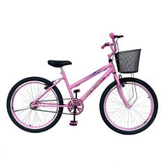Imagem de Bicicleta Aro 24 Femenina/Menina Juvenil Cestinha Freios V Brake Rodas Alumínio Aero-Feminino