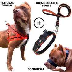 Imagem de Super Kit Coleira Peitoral Guia Pitbull Com Focinheira  - Dogvix