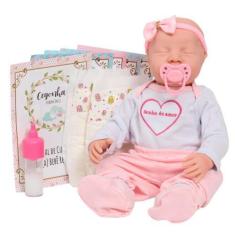 Imagem de Boneca Reborn Realista Lívia Roupinha Sonho De Amor 11 Itens - Cegonha