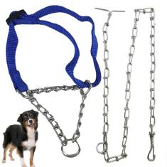 Imagem de Coleira Cachorro Semi Enforcadora Corrente Aço Zincado Kit