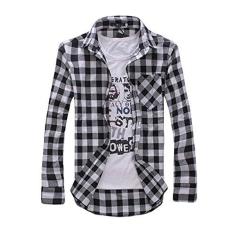 Imagem de Bestgift Camisa xadrez masculina de manga comprida com mistura de algodão, , L