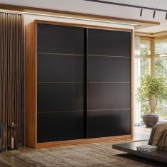 Imagem de Guarda-Roupa Casal Belga Flex 2 PT 3 GV Nogueira e Preto
