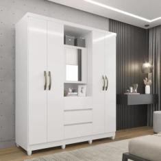 Imagem de Guarda-Roupa De Casal Com Espelho 04 Portas E 03 Gavetas Capelinha Mas