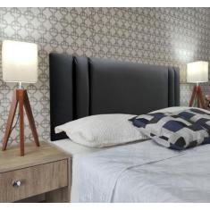 Imagem de Cabeceira Queen 160 Cama Box Double Siena Preto Corano Painel Rbl