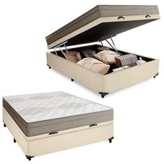 Imagem de Cama Box Baú Casal Sintético + Colchão de Molas Ensacadas Portobel Ipanema - 138x188x66cm