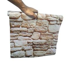 Imagem de Kit Papel de Parede 5 Unidades Pedra Marrom Claro Autoadesivo (bsl-42079-1-A)