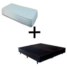 Imagem de Cama Box King 193 - Tecido Sintético Preto com Colchão Munique Bello Box - 100% Espuma - D33 Branco 54x193x203