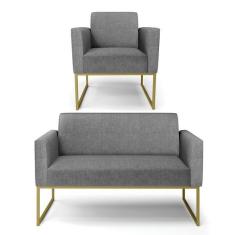 Imagem de Sof  Namoradeira Com Poltrona Base Industrial Dourado Marisa