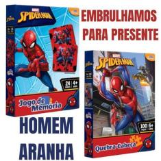 Imagem de Kit Jogo Da Memoria E Quebra Cabeça Homem Aranha Didático - Loja Secom