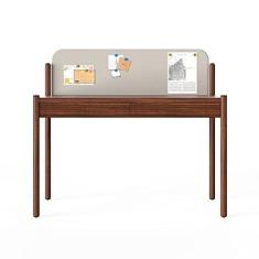 Imagem de TOMYEUS Mesa de computador de estudo luz moderna luxo mesa de madeira escritório em casa sala de estudo estação de trabalho também placa de notas e gaveta de couro criativa 122 cm resistente mesa de trabalho escritório em casa escrivaninha
